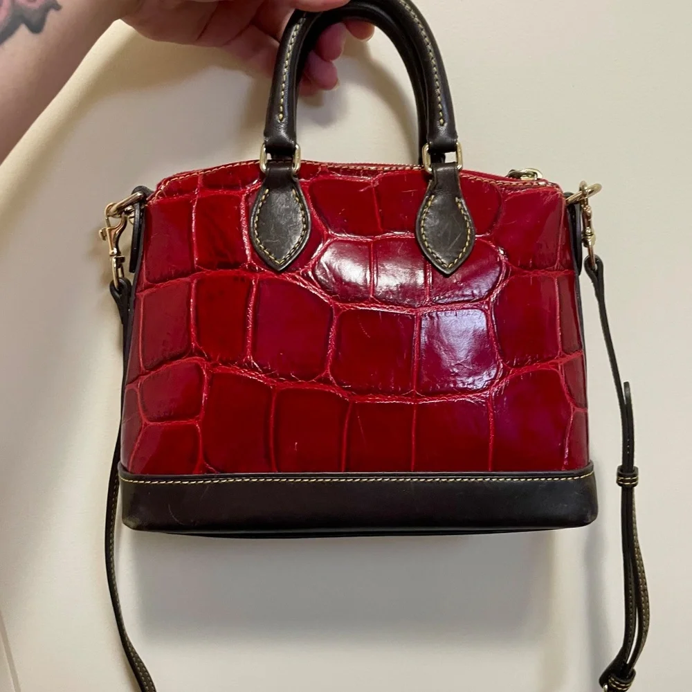 Dooney & Bourke Red and Black Croc Crossbody Bag - Picture 2 of 12
